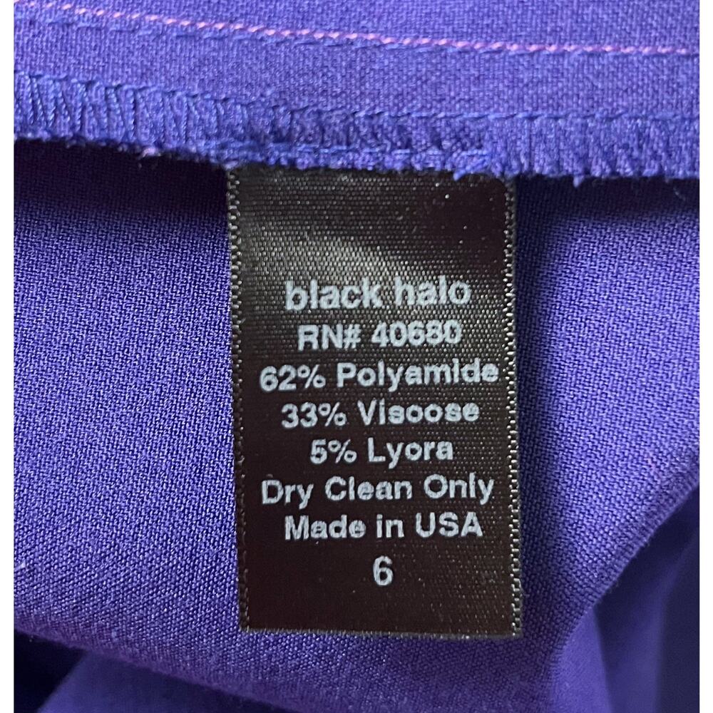 Black Halo Sheath Dress Wrap Snap Belt Half Sleeve Back Zip Career Work Size 6 - Picture 9 of 9